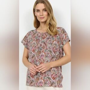 Soya Concept Paisley Print Short Sleeve Top M